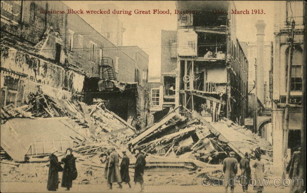 Business Block Wrecked During Great Flood Dayton Ohio