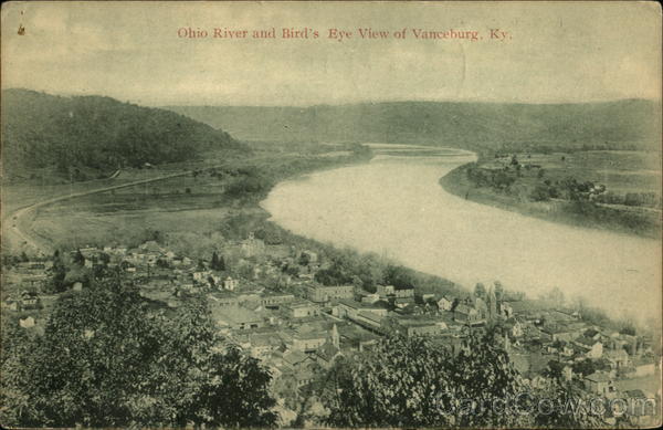Ohio River and Bird's Eye View of Town Vanceburg Kentucky