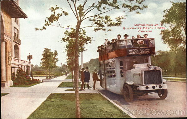 Motor Bus at Edgewater Beach Hotel Chicago Illinois