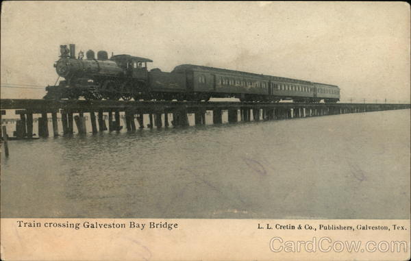 Train Crossing Galveston Bay Bridge Texas