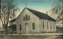 Catholic Church Council Grove, KS Postcard 