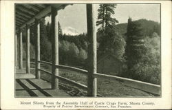 Mount Shasta from the Assembly Hall of Castle Crags Farm, Shasta County San Francisco, CA Postcard Postcard