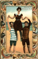 Bathing at the Beach Postcard