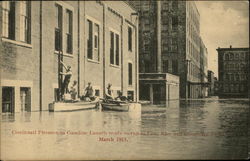 Cincinnati Firemen in Gasoline Launch ready to Run to Fire - March 1913 Flood Ohio Postcard Postcard