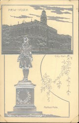 City Hall and Statue of Nathan Hale Postcard