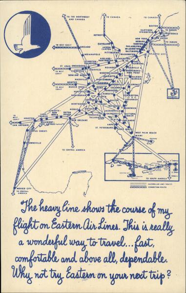 Map of Eastern Air Lines Routes Maps