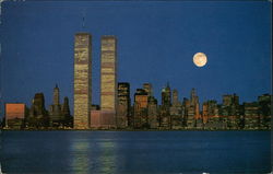 Moon Over World Trade Center New York, NY Postcard Postcard