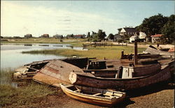 Abandoned Fishing Boats Wellfleet, MA Postcard Postcard