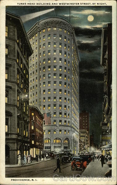 Turks Head Building and Westminister Street By Night Providence Rhode Island