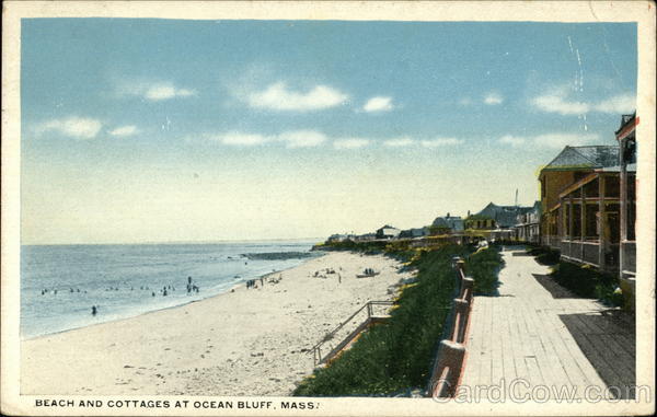 Beach and Cottages at Ocean Bluff Massachusetts