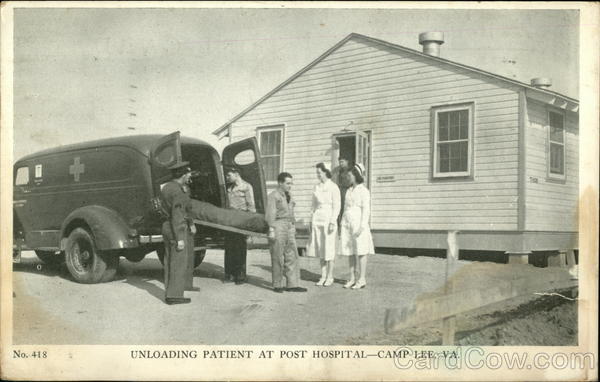 Unloading Patient at Post Hospital Camp Lee Virginia