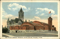 The State Armory Showing Court House Tacoma, WA Postcard Postcard