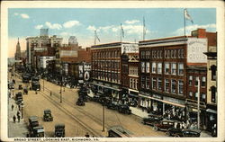 Broad Street, Looking East Richmond, VA Postcard Postcard