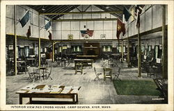 Interior View Red Cross House, Camp Devens Postcard
