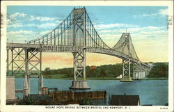 Mount Hope Bridge Between Bristol and Newport, R.I Rhode Island Postcard Postcard