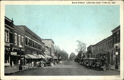 View of Main Street, Looking East Fowler, IN Postcard Postcard