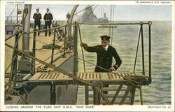 Coming Aboard the Flagship HMS "Iron Duke" Navy Postcard Postcard