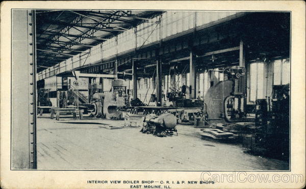 Interior View Boiler Shop - CRI & P, New Shops East Moline Illinois
