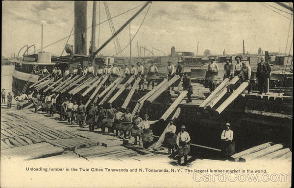 Unloading Lumber in the Twin Cities Tonawanda New York