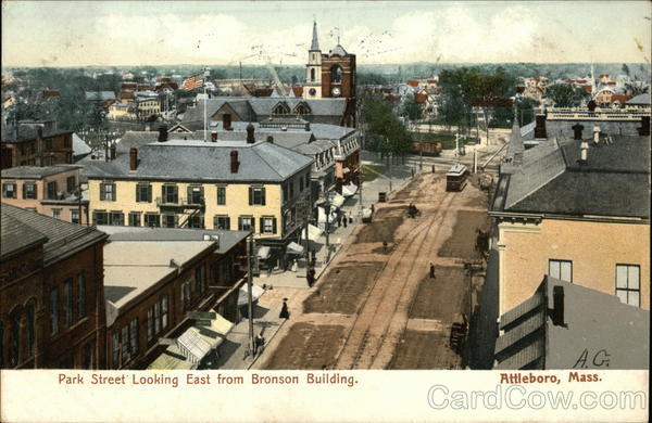 Park Street Looking East from Bronson Building Attleboro Massachusetts