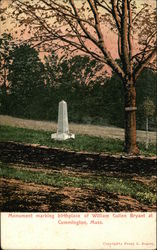 Monument Marking Birthplace of William Cullen Bryant Cummington, MA Postcard Postcard