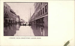 A Modern Venice, Broad Street Bangor, ME Postcard Postcard