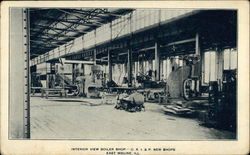 Interior View Boiler Shop - CRI & P, New Shops East Moline, IL Postcard Postcard