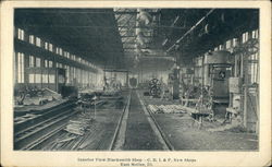 Interior View Blacksmith Shop - CRI & P, New Shops East Moline, IL Postcard Postcard