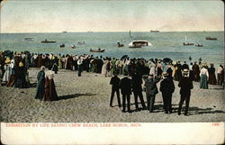 Exhibition by Life Saving Crew Beach Lake Huron, MI Postcard Postcard