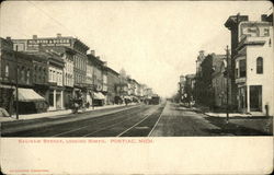 Saginaw Street, Looking North Pontiac, MI Postcard Postcard