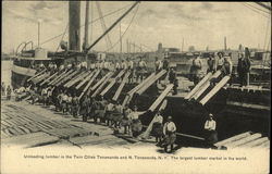 Unloading Lumber in the Twin Cities Postcard