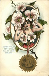 Connecticut State Girl Seal and Flower Connecticut State Girl Seal and Flower