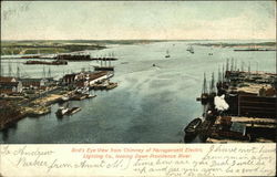 Bird's Eye View from Chimney of Narragansett Electric Lighting Co. Looking Down Providence River Postcard