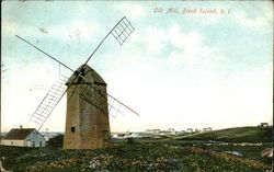 Old Mill Block Island, RI Postcard Postcard