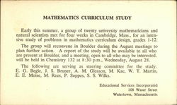 Mathematics Curriculum Study, Educational Services Inc Postcard