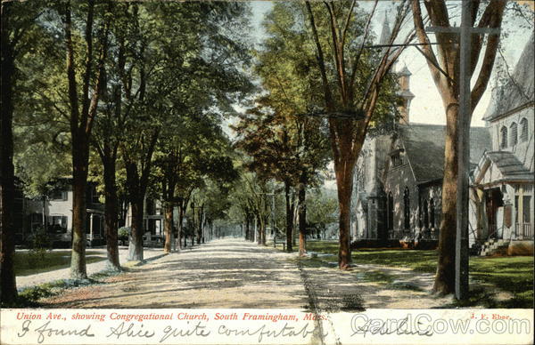 Union Avenue showing Congregational Church Framingham Massachusetts