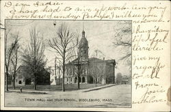 Town Hall and High School Postcard