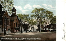 West Street showing Public Library and Police Station Postcard