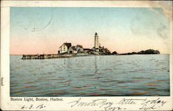 Boston Light, Boston Harbor Massachusetts Postcard Postcard
