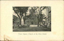 Town Square, Church of the First Parish Plymouth, MA Postcard Postcard