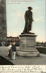 Colonel William Prescott Statue Charlestown, MA Postcard Postcard