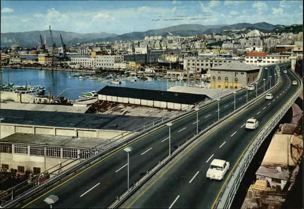 Port with Elevated Motor-road Genova LIGURIA Italy