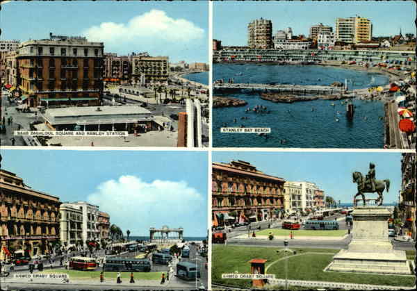 Saad Zaghloul Square, Ramlen Station, Stanley Bay Beach, and Ahmed Oraby Square Alexandria Egypt