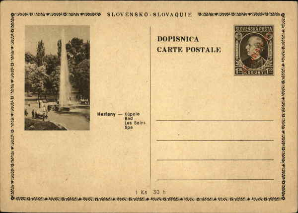 Herfany - Kupele, Bad, Les Bains, Spa Slovakia Postal Cards