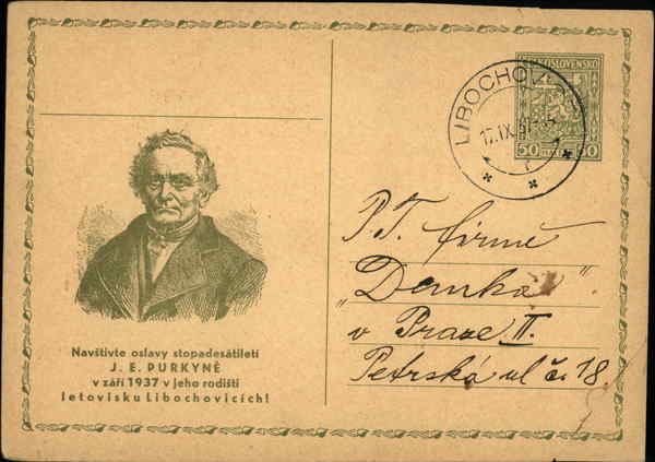 The 150th Anniversary Of The Birth of J.E. Purkyně Libochovice LOVOSICE Czechoslovakia