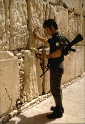 Soldier by The Western Wall Postcard