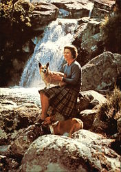 Her Majesty the Queen by a Waterfall Postcard
