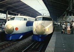 Bullet Trains at Tokyo Central Railroad Station Japan Postcard Postcard