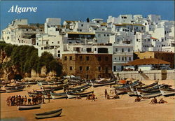 View of Town and Beach Albufeira, Portugal Postcard Postcard