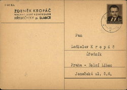 Zdenek Kropac Vrchn Lesni Kontrolor Hrebecniky p. Slabce Czech Republic Postal Cards Postcard Postcard